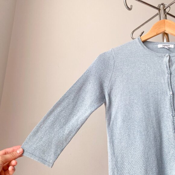 ❄️ Y2K Vintage Sky Blue Cropped Knit Preppy Minimalist Cardigan - Picture 3 of 7